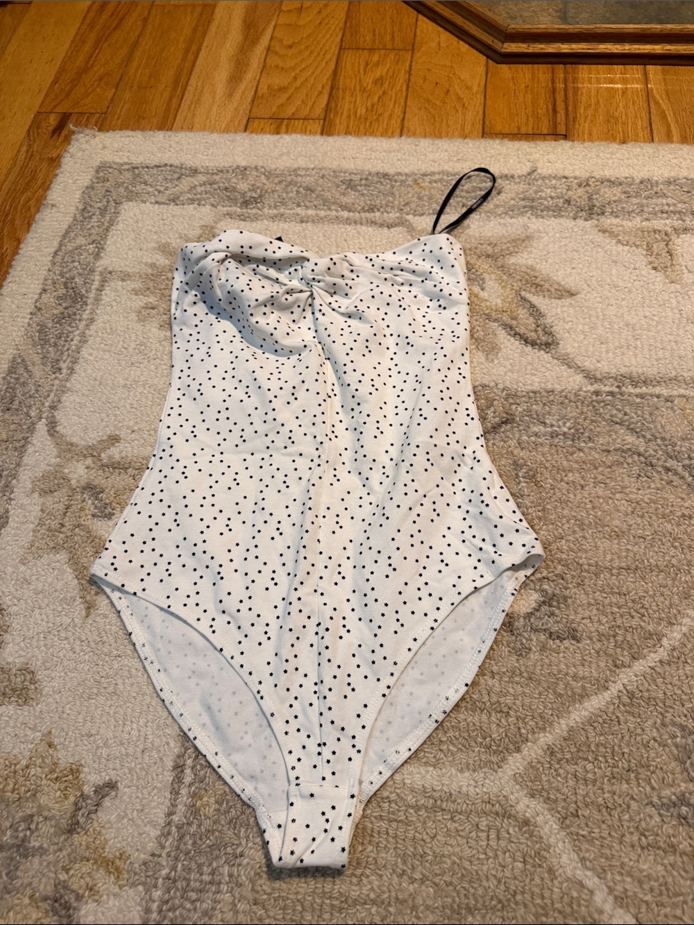 Forever 21 White Polka Dot One-Shoulder Bodysuit